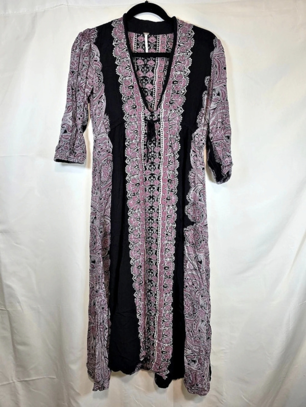 Free People Azaelea Paisley Print Maxi Dress Black & Pink